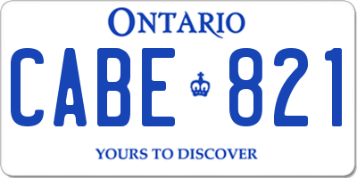 ON license plate CABE821