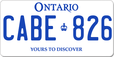 ON license plate CABE826