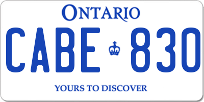 ON license plate CABE830