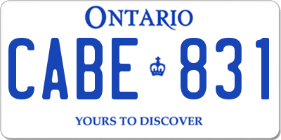 ON license plate CABE831