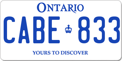 ON license plate CABE833