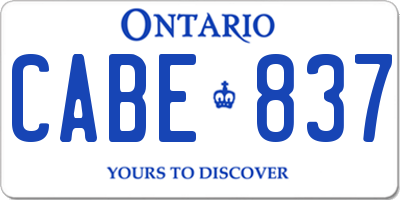 ON license plate CABE837