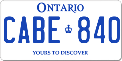 ON license plate CABE840