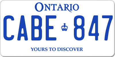 ON license plate CABE847