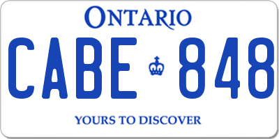 ON license plate CABE848