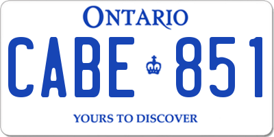 ON license plate CABE851