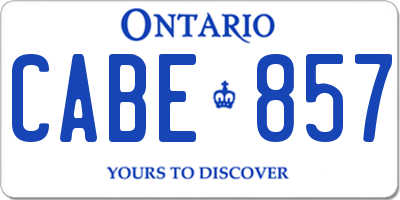 ON license plate CABE857