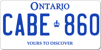 ON license plate CABE860