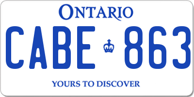 ON license plate CABE863