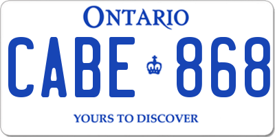 ON license plate CABE868