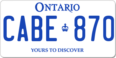 ON license plate CABE870