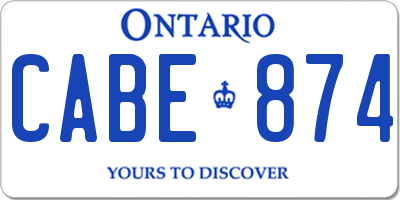 ON license plate CABE874