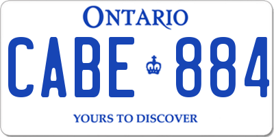 ON license plate CABE884