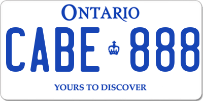 ON license plate CABE888