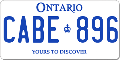 ON license plate CABE896