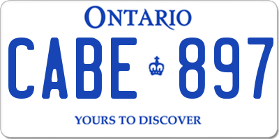 ON license plate CABE897