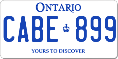 ON license plate CABE899