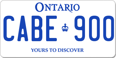 ON license plate CABE900