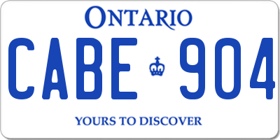 ON license plate CABE904