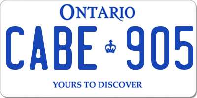 ON license plate CABE905