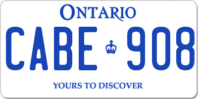 ON license plate CABE908