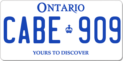 ON license plate CABE909