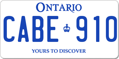 ON license plate CABE910