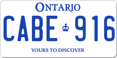 ON license plate CABE916