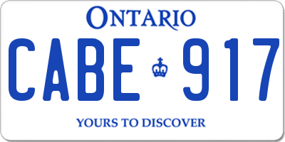 ON license plate CABE917