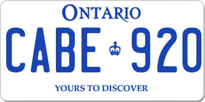 ON license plate CABE920