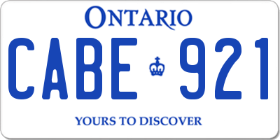 ON license plate CABE921