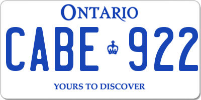 ON license plate CABE922