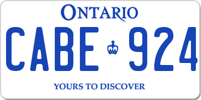 ON license plate CABE924