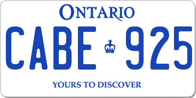 ON license plate CABE925