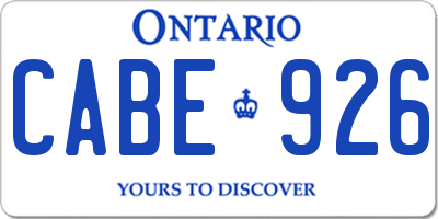 ON license plate CABE926