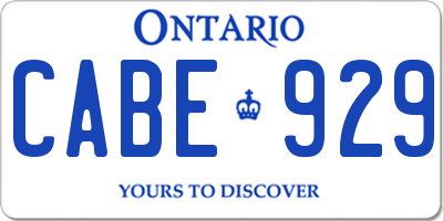 ON license plate CABE929