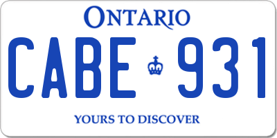 ON license plate CABE931