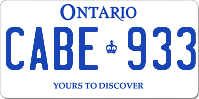 ON license plate CABE933