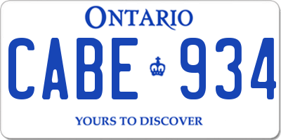 ON license plate CABE934