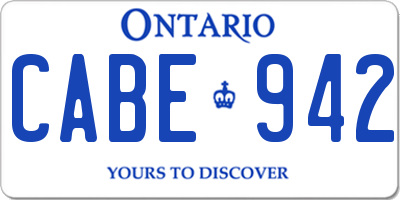 ON license plate CABE942