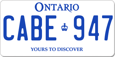 ON license plate CABE947