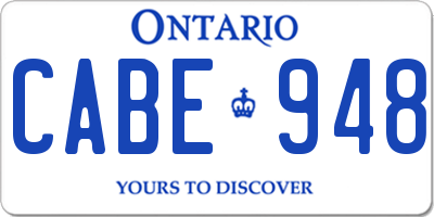 ON license plate CABE948