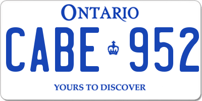 ON license plate CABE952