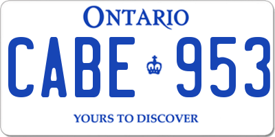 ON license plate CABE953