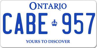 ON license plate CABE957