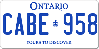 ON license plate CABE958