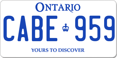 ON license plate CABE959