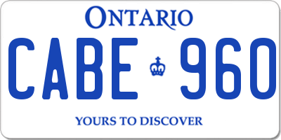 ON license plate CABE960