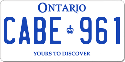 ON license plate CABE961