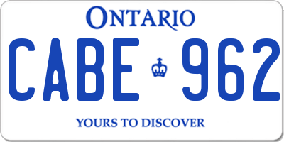 ON license plate CABE962